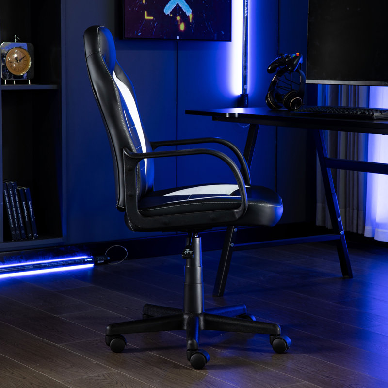 Fauteuil ergonomique pivotant en similicuir, Blanc