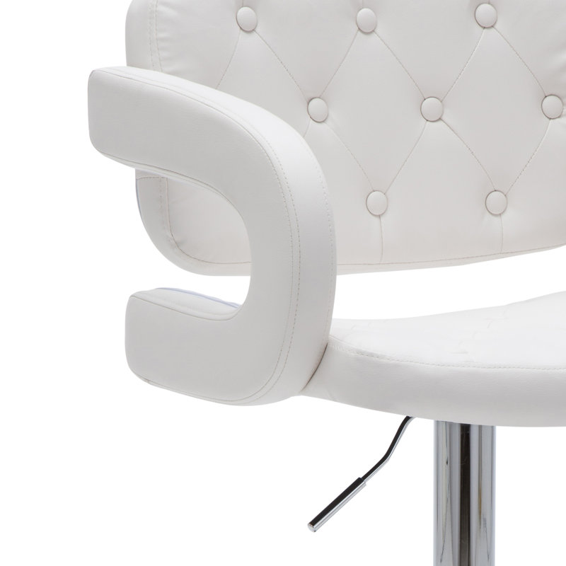 Glamis Swivel Upholstered Faux Leather Adjustable Height Counter Stool, White
