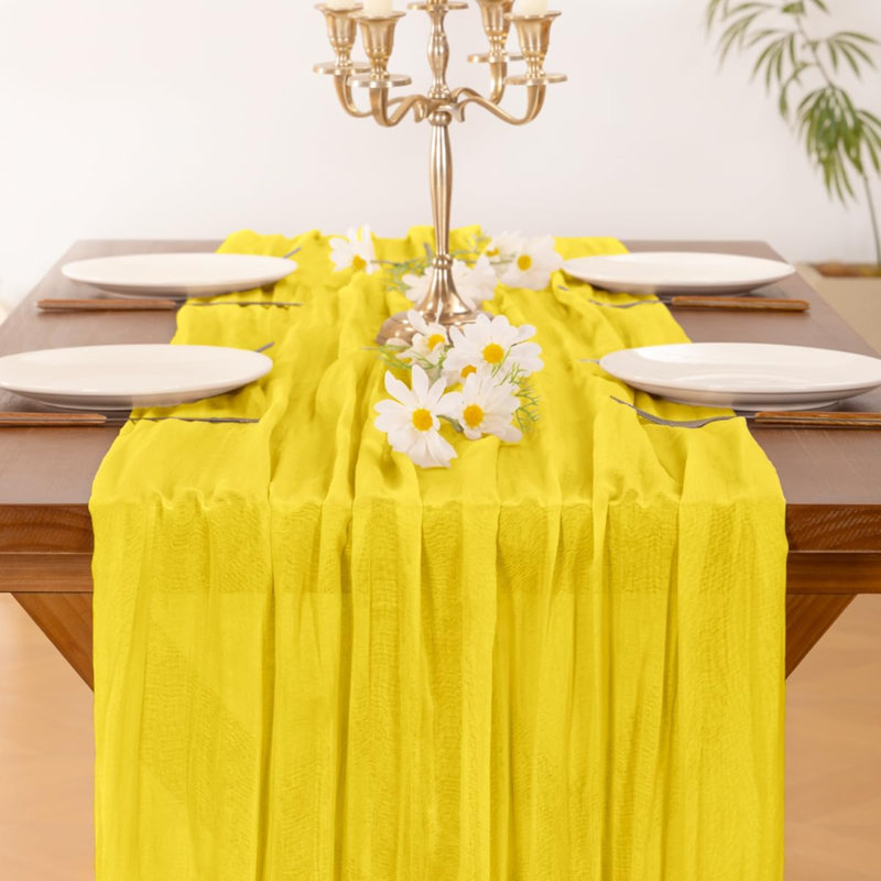 Chemin de table en étamine Cheesecloth Summer Boho Tapis de couloir de ferme jaune 10 pièces en gaze rustique 10 pi
