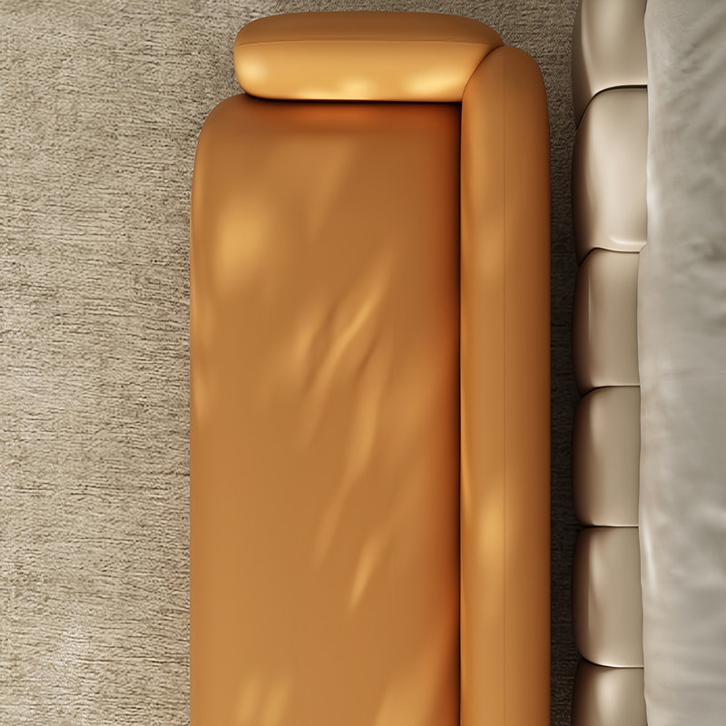 Banc rembourré en cuir Shelice, Orange, H 18,89 po x l 70,86 po x P 19,68 po