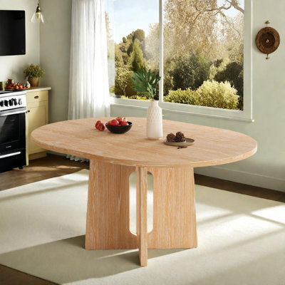 Table de salle à manger ronde en bois massif avec plateau extensible et rallonge amovible