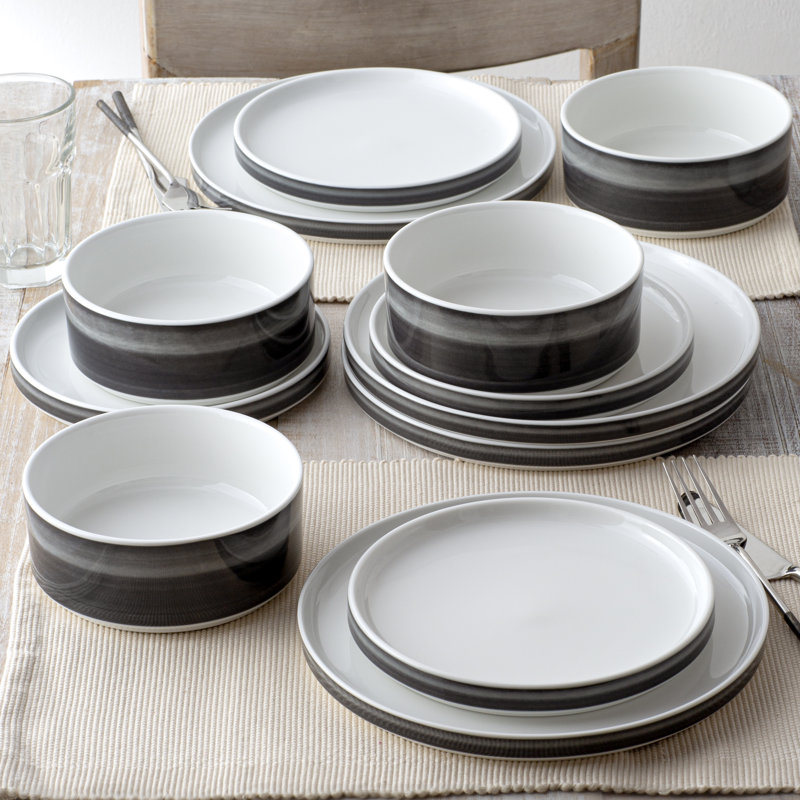 Noritake Colorstax Ombre 12-Piece Dinnerware Set, Service for 4, Jet