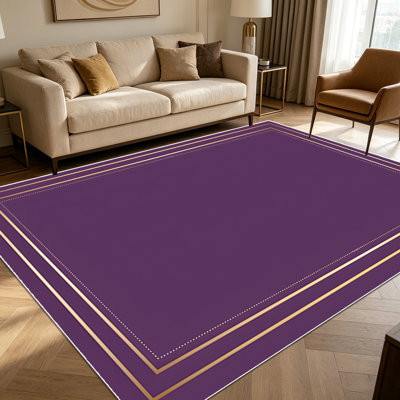 Tapis minimaliste à cadre double 1pc, or rose et rose foncé pour le salon, doux et confortable, adapté à toutes les saisons, facile à entretenir, lavable à la machine, tapis de ferme sous la table adapté pour la salle à manger, la chambre à coucher,