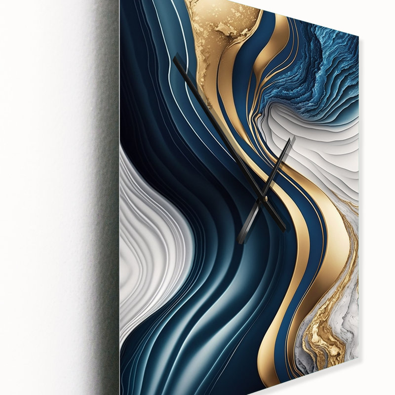 Abstract Geode Waves I - Horloge murale abstraite moderne, H 40 po x l 30 po x P 1 po