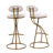 Bar Stools Set Of 2 S-Shaped Gold Barstools With Backrest Floral Print Upholstered Dining Chairs Counter Height Stool For Kitchen Island-564752593