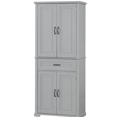 Tall Grey Bathroom Storage, Doors, Drawer, Adjustable Shelf, Functional Design Storage With Doors And Ample Space, Elegant