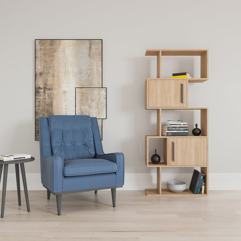 172.7cm H Baptistin Geometric Bookcase, Oak