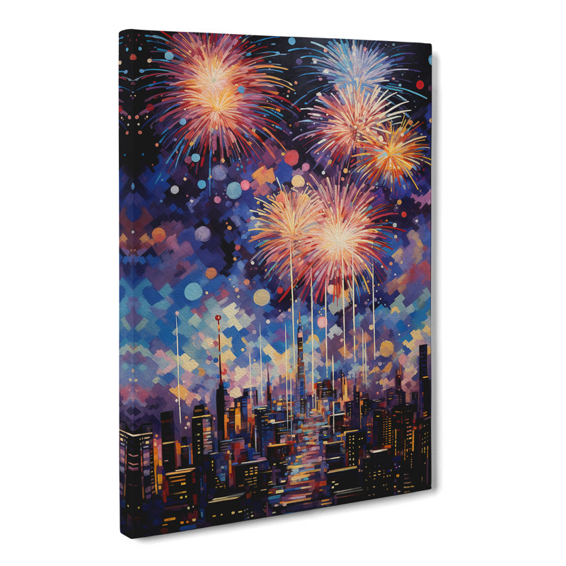 Fireworks Hard Edge Painting - Wrapped Canvas, 76cm H x 50cm W x 3cm D