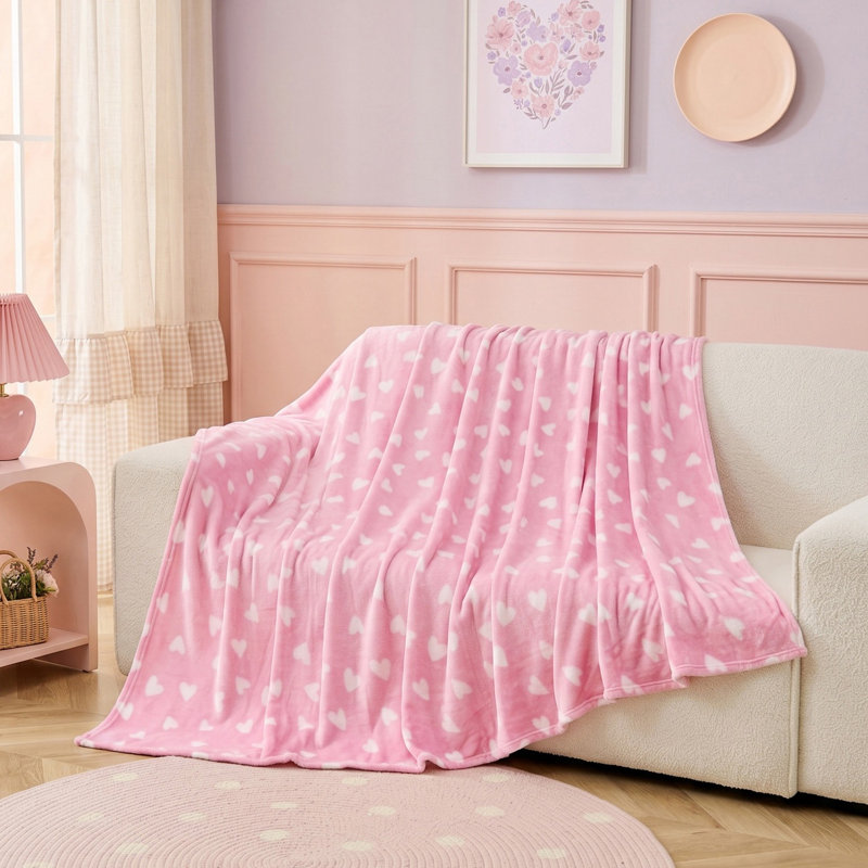 MXM FUN HEARTS FLANNEL THROW 170X230 MULTI