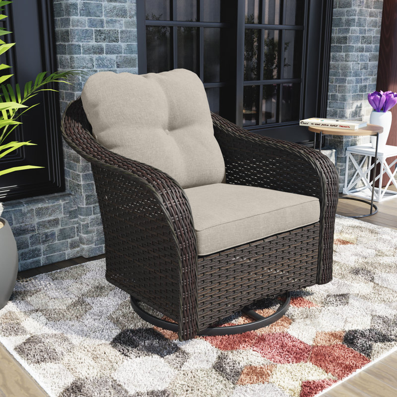 Chaise berçante d'extérieur en osier Wilguy, Beige