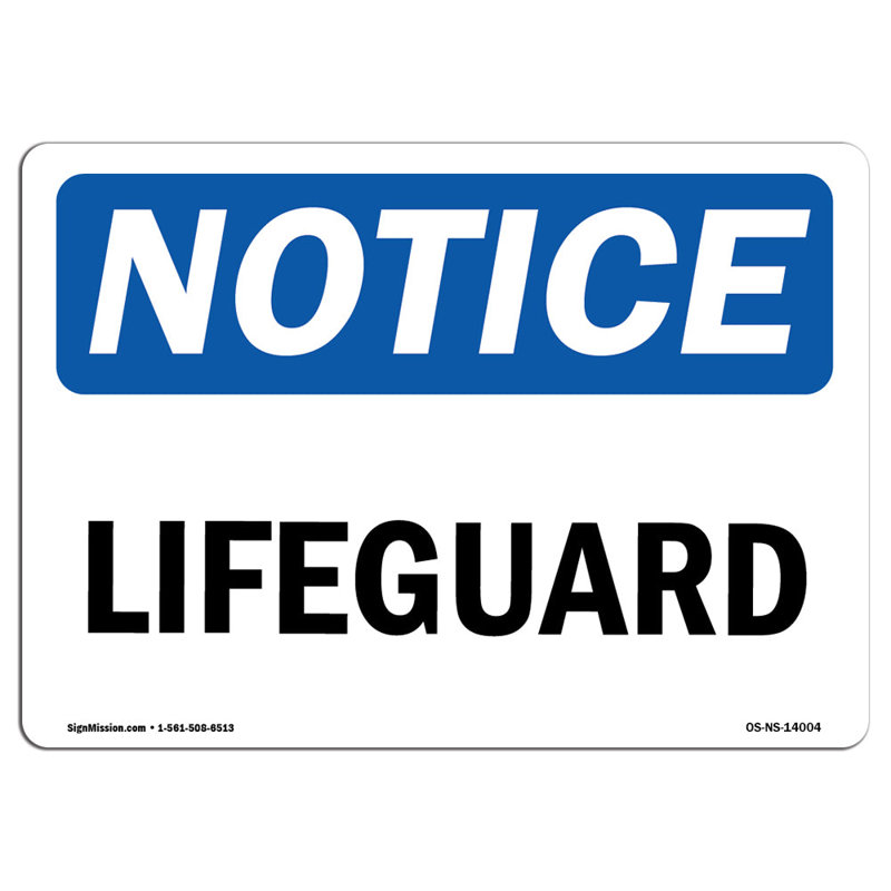 Lifeguard Aluminum Sign 12 x 18