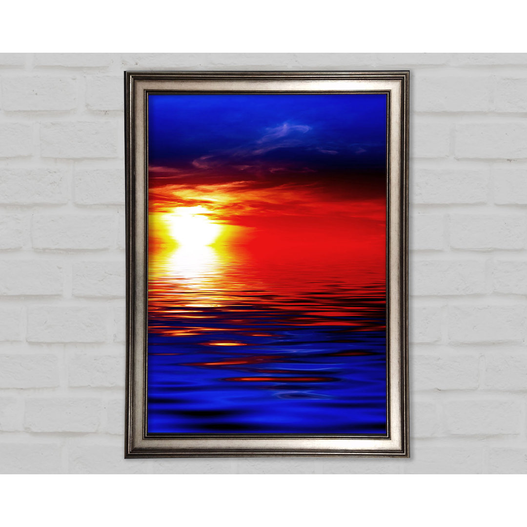 Gerahmtes Leinwandbild Electric Blue Ocean Sunset