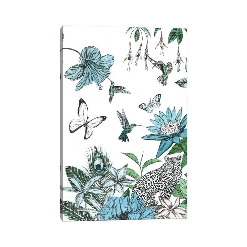 Leopard And Flowers by Amelia Ilangaratne - Wrapped Canvas Print, 20.32 cm H x 30.48 cm W