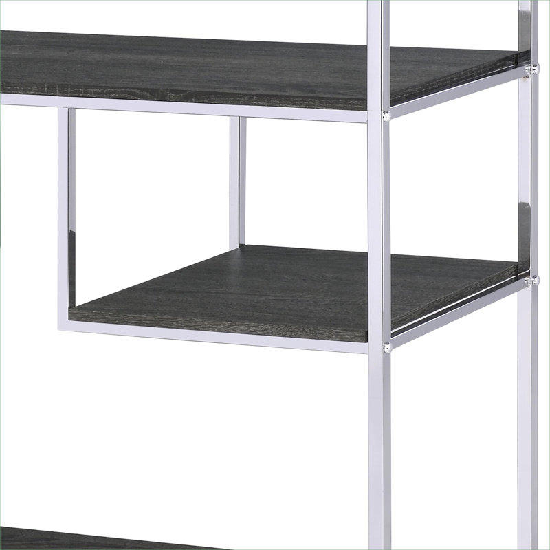 Vonara Rustic Gray Oak & Chrome Finish Bookshelf