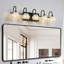 Luminaire de meuble-lavabo 29 po - 5 lumières en métal noir, abat-jour en cristal, fixation murale rétro-77236853-77236852-77236848