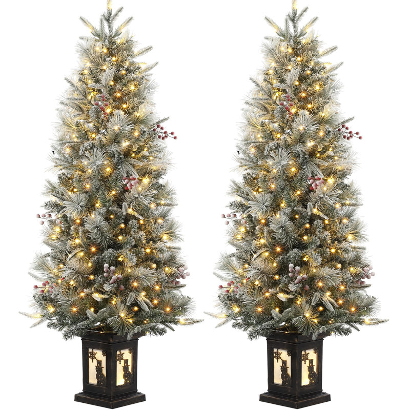 Ensemble de 2 arbres de Noël artificiels 4,5 pi préinstallés 4,5 pi