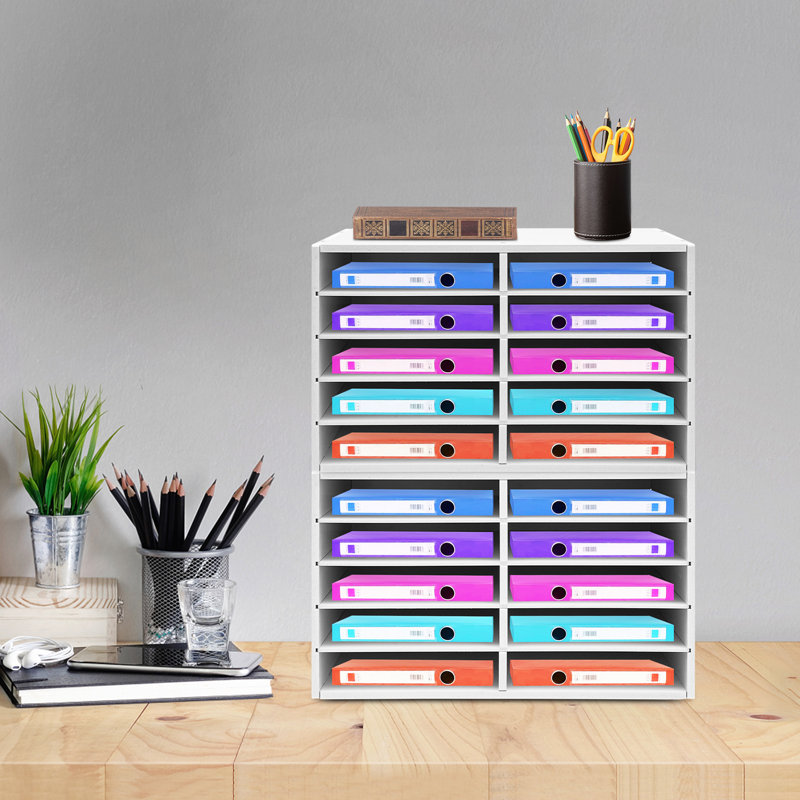 5-Tier Stackable Office File Paper Storage Cabinet, White
