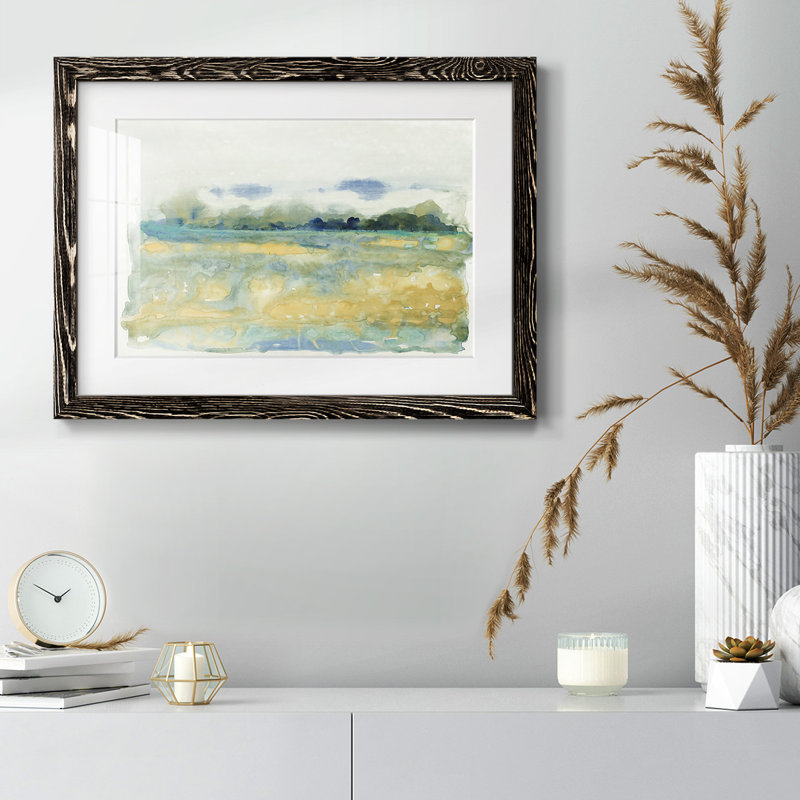 «Flowing Landscape I», reproduction encadrée rustique avec tableau mat, Noir, H 22 po x l 32 po x P 1,5 po