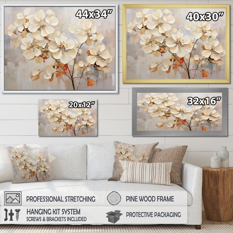 Minimalisme géraniums efflorescence I - impression, Cadre naturel flottant, 24" H x 32" W