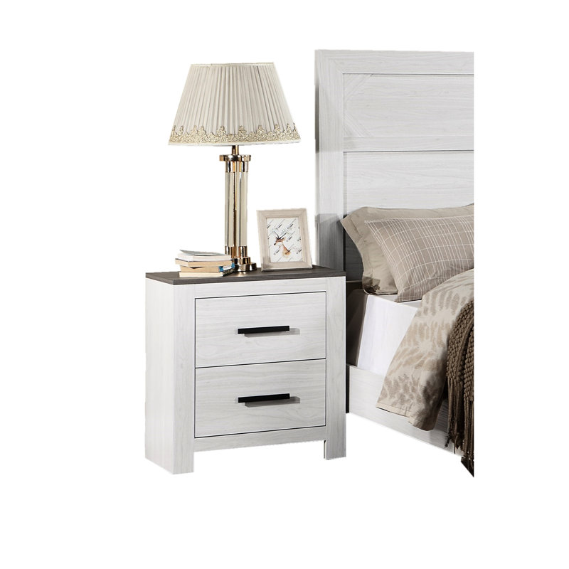 Chambre à coucher 2 Table de chevet blanche - Assemblage sans effort contemporain 2 simple