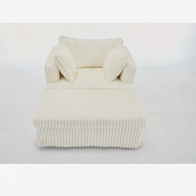 Corduroy Armchair with Ottoman