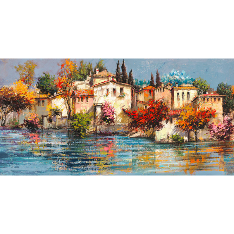 Italian Village by Luigi Florio - Wrapped Canvas Painting, 60cm H x 120cm W x 4cm D