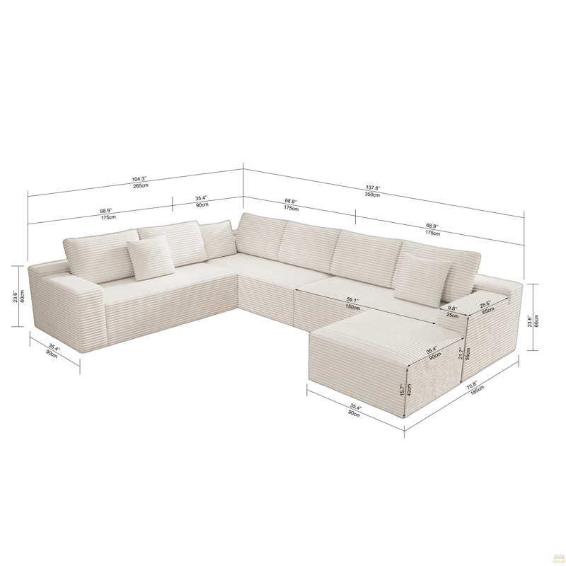 Siège modulaire modulaire pour canapé, canapé rembourré compressé, aucun assemblage requis, combinaison gratuite de 4 pièces