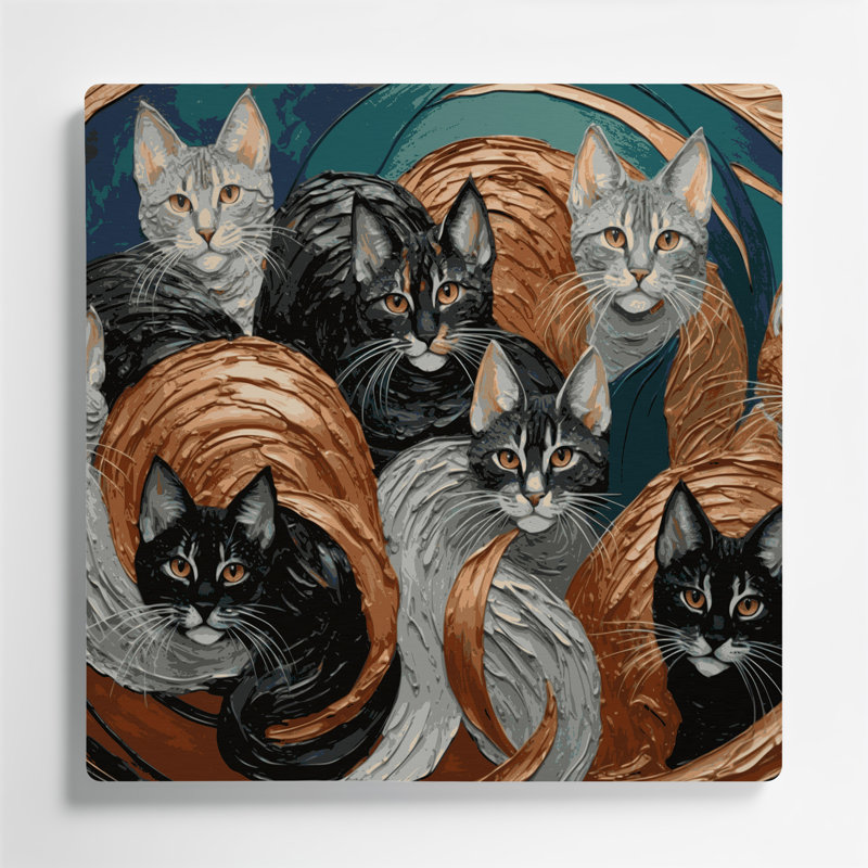 Cats German Rex, art mural en métal brun