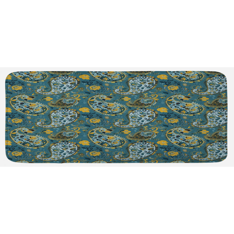 Traditional Floral Synthetic Kitchen Mat