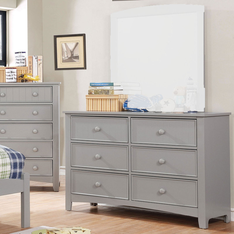 Commode double 6 tiroirs Glenby, Gris