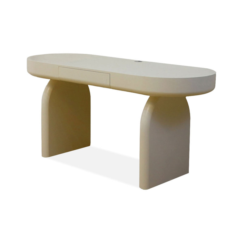 Bureaux en bois manufacturé blanc ovale, H 29,53 po x l 47,24 po x P 23,62 po