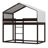 House-Shaped Bunk Bed Wood Frame With Tent-660926517