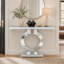 Console moderne en miroir avec base en forme de O et dispositif décoratif anti-basculement en acrylique facile à assembler pour le salon, la chambre à coucher, l'entrée et le bureau