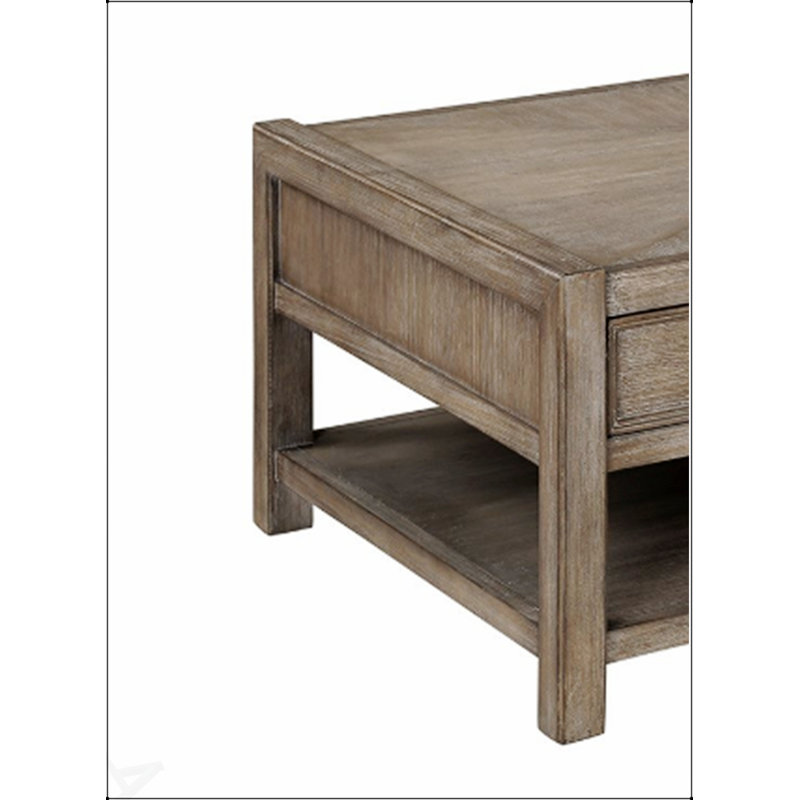 Table basse de 50 pouces sans assemblage avec rangement spacieux et finition élégante en chêne blanc, parfaite pour les salons modernes.