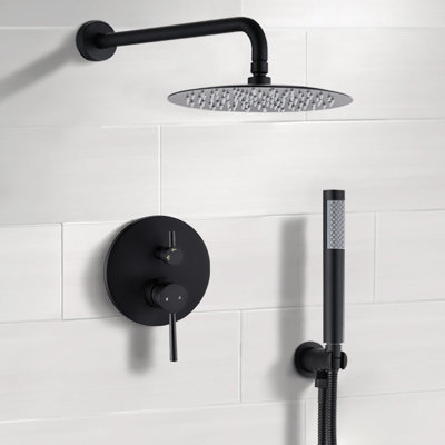 Pomme de douche à pluie ronde de 10 po noir mat et poche, fabrication en laiton, expérience luxueuse avec douchette, pour une douche