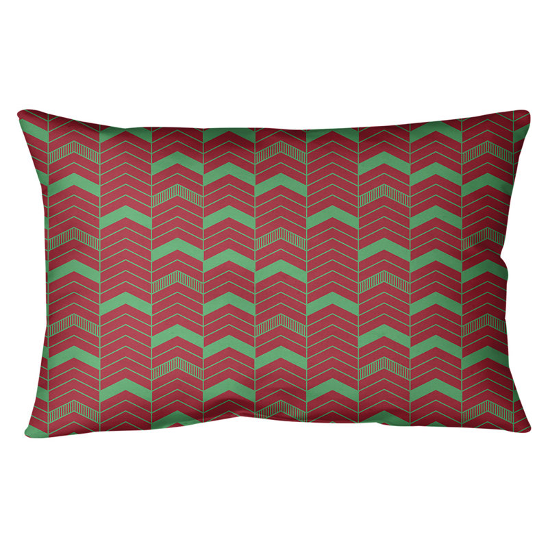 Chevron Lumbar Pillow, Red/Green
