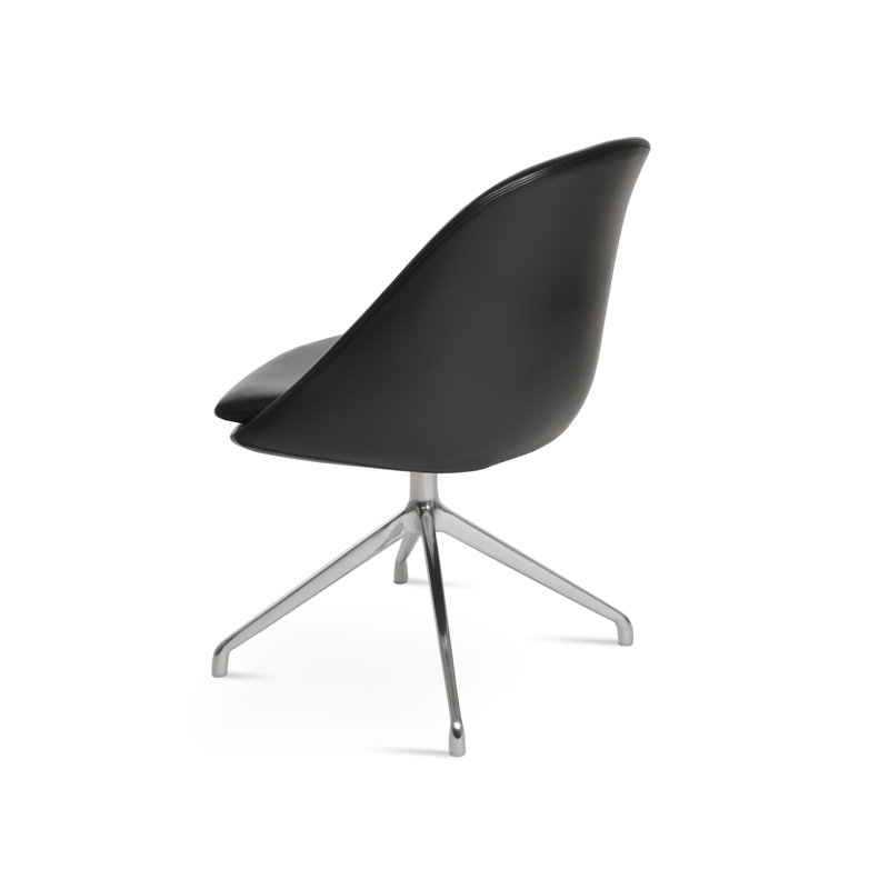 Chaise d'appoint pivotante Avanos Spider, Noir, Chrome