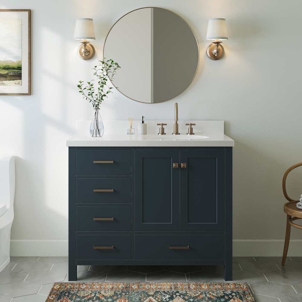 Latitude Run® Amariani Right Offset 42 Single Bathroom Vanity Base Only ...