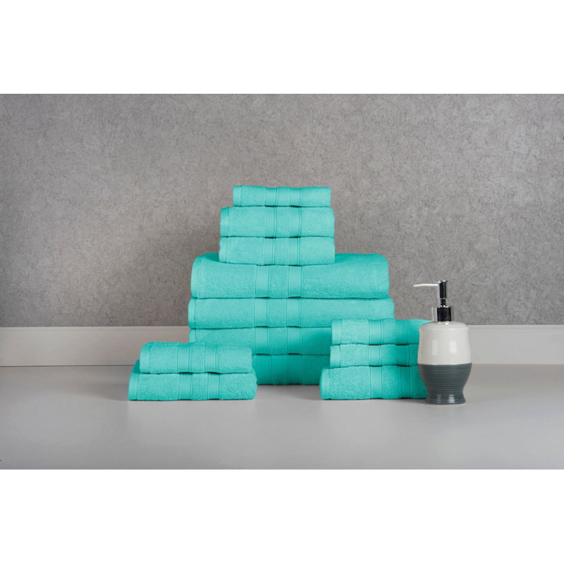 Ensemble de 12 serviettes en coton de qualité égyptienne Bibb Home, Turquoise