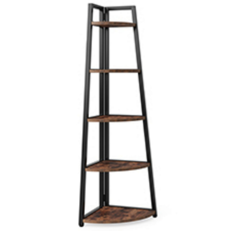 Étagère de coin, bibliothèque à 5 niveaux pour salon, bureau à domicile, appartement