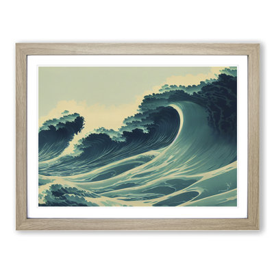 XH1022-4344X Glowing Japanese Wave - Single Picture Frame Print