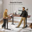 Bureau debout électrique en forme de L, bureau d'ordinateur de coin assis-debout à hauteur ajustable pour bureau à domicile, structure noire avec plateau en noyer noir-301243475-301243473