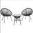 3-Piece Acapulco Wicker Patio Bistro Set With 2 Black Chairs & Glass Table