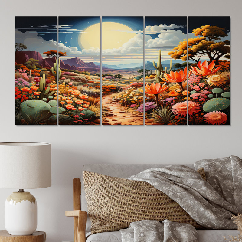 «Desert Cacti Garden III - Paysages», ensemble de reproductions d'art mural en métal