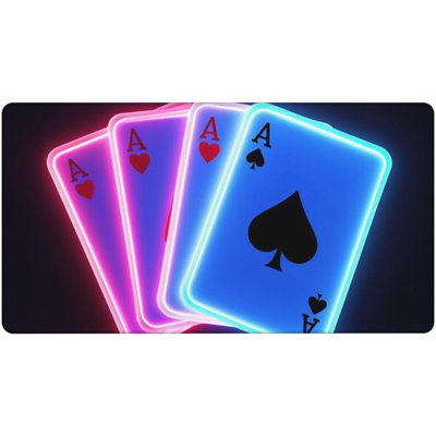 Tapis de bureau à protection étendue, tapis de souris de jeu, tapis de souris rectangulaire à base de caoutchouc pour bureau à domicile As de poker noir de style carte, 11,8 po x 27,56 po