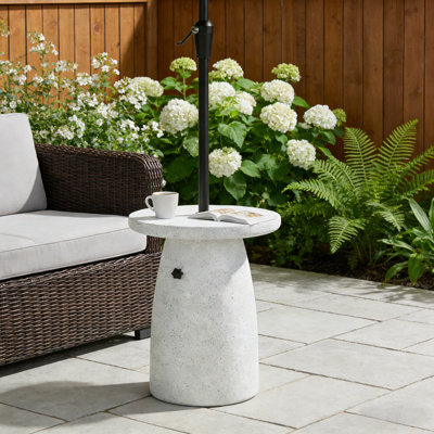 Table d'appoint d'extérieur avec base de parasol, MGO