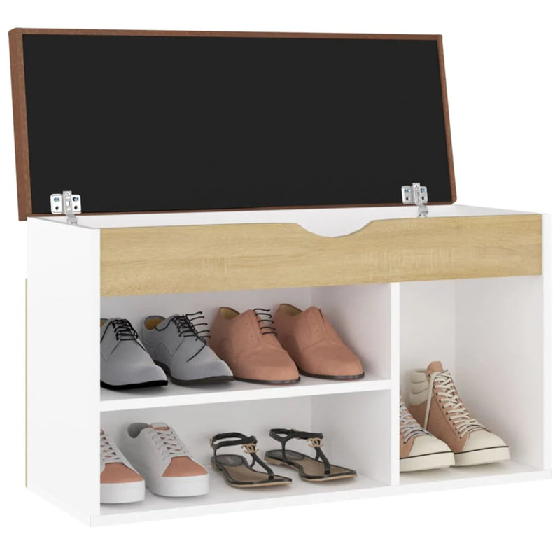 Annalese 5 Pair Shoe Storage Cabinet, White / Brown