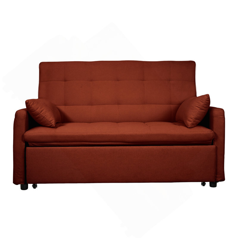 Ensemble de canapé-lit en tissu de 61 po pour grand salon / chambre à coucher, structure en fer renforcé, poches de rangement des deux côtés, dossier réglable.