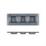 Glass Dinnerware 12.25" x 4" Rectangular Charcoal Glass Sectional Plate (Set of 2)