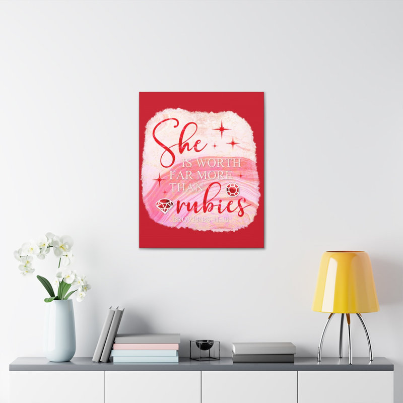 Proverbes 31:10 Rubis, verset biblique sur toile, art mural chrétien, H 30 po x l 24 po